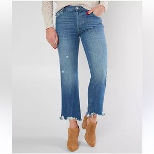 Free People We the Free Maggie Straight Jeans Raw Chewed Hem size 26